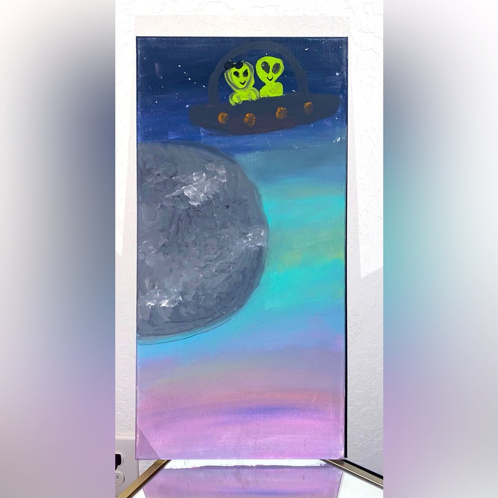 Canvas Art! Alien-ship with the Moon
